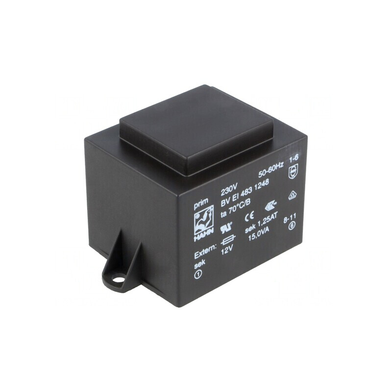 Transformator Încapsulat 15VA 230V 12V 1,25A PCB | Electronic-mag.ro | Componente Electronice