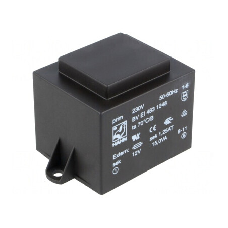 Transformator Încapsulat 15VA 230V 12V 1,25A PCB | Electronic-mag.ro | Componente Electronice