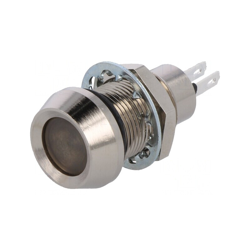 Lampă LED Verde 12VDC Ø12,7mm IP67 Alamă | Electronic-mag.ro | Componente Electronice