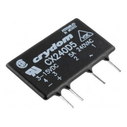 Releu semiconductor 3-15VDC 5A 12-280VAC THT SIP CX240D5 | Electronic-mag.ro | Componente Electronice