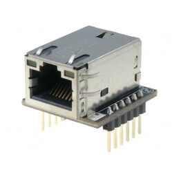 Modul: Ethernet | Comp: W5200 | 3,3VDC | SPI | şir pini,RJ45 | 2,54mm | WIZ820IO