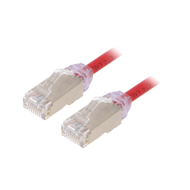 Patch cord F/UTP Cat6a roșu 5m 28AWG LSZH | Electronic-mag.ro | Componente Electronice