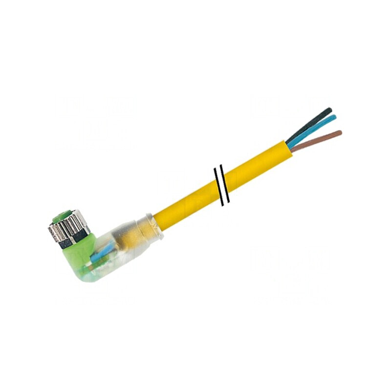 Cablu Conectare M8 3 PIN Unghi 7.5m 30VAC 4A PUR | Electronic-mag.ro | Componente Electronice