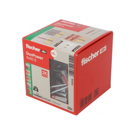 Plastic Anchors with Screws 6x50mm DUOPOWER 50pcs | Electronic-mag.ro | Componente Electronice