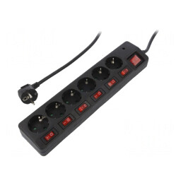 Prelungitor 6 Prize 250V 16A Negru | Electronic-mag.ro | Componente Electronice