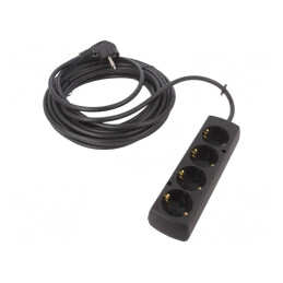 Prelungitor Schuko 4 Prize Negru 3x1,5mm2 | Electronic-mag.ro | Componente Electronice