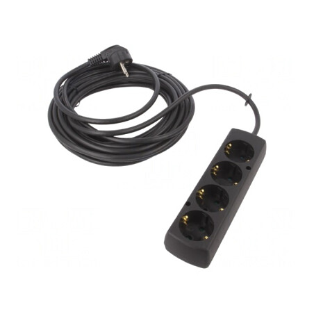 Prelungitor Schuko 4 Prize Negru 3x1,5mm2 | Electronic-mag.ro | Componente Electronice