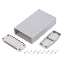Carcasă aluminiu gri deschis 52x90x21mm | Electronic-mag.ro | Componente Electronice