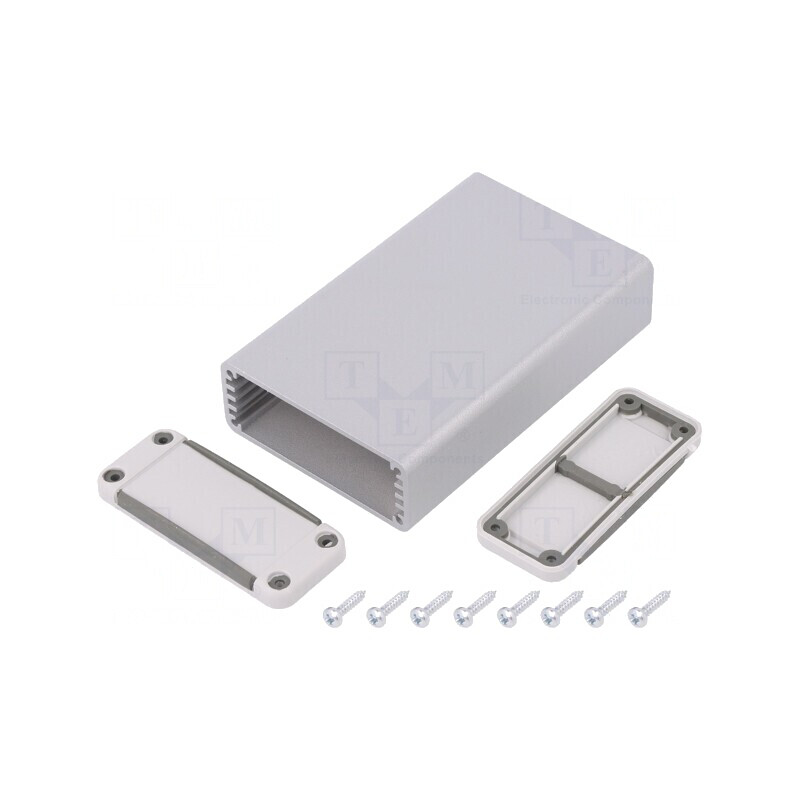 Carcasă aluminiu gri deschis 52x90x21mm | Electronic-mag.ro | Componente Electronice