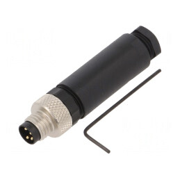 Conector M8 4 PIN drept pe cablu mufă filet exterior 4A | Electronic-mag.ro | Componente Electronice