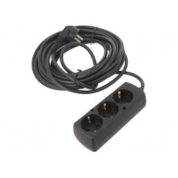 Prelungitor Schuko 3 Prize PVC Negru 3x1,5mm2 | Electronic-mag.ro | Componente Electronice