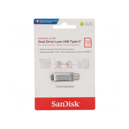 Pendrive USB 3.1 128GB Dual USB-A/USB-C 150MB/s | Electronic-mag.ro | Componente Electronice