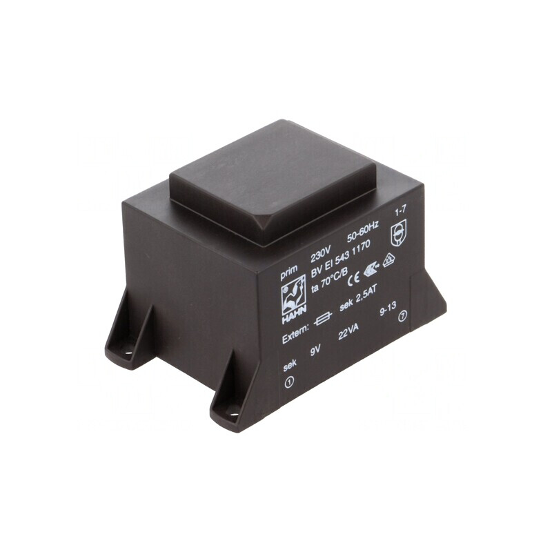Transformator încapsulat 22VA 230VAC 9V 2445mA PCB | Electronic-mag.ro | Componente Electronice