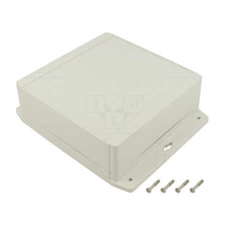 Carcasă Universală 180x181x65mm cu Lame de Fixare Gri | Electronic-mag.ro | Componente Electronice