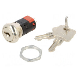 Întrerupător cu Cheie 2 Poli Ø19,3mm | Electronic-mag.ro | Componente Electronice