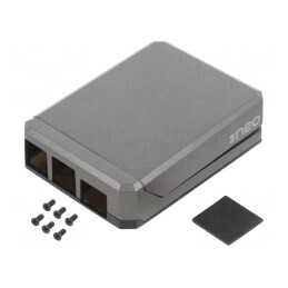 Carcasă: pentru calculator | Raspberry Pi 4 B | aluminiu | gri | ARG-15392