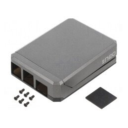 Carcasă Aluminiu Gri pentru Raspberry Pi 4 B | Electronic-mag.ro | Componente Electronice
