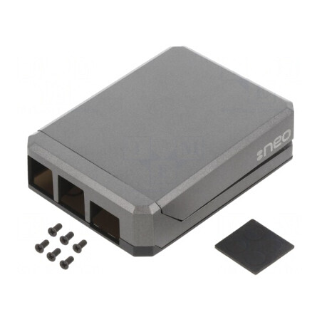 Carcasă Aluminiu Gri pentru Raspberry Pi 4 B | Electronic-mag.ro | Componente Electronice