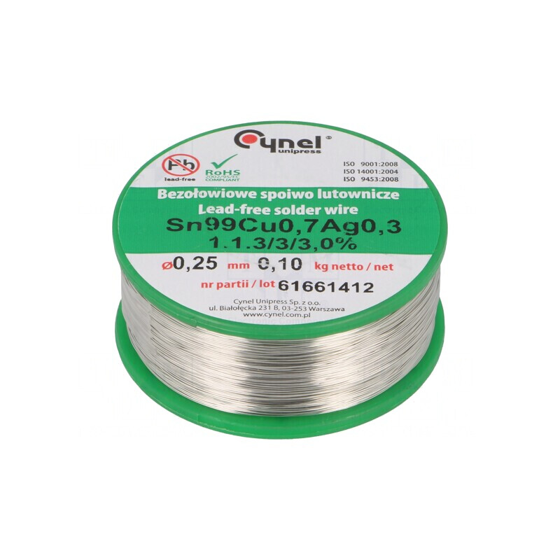 Sârmă de lipit fără plumb 0,25mm 100g | Electronic-mag.ro | Componente Electronice Sârmă de lipit fără plumb 0,25mm 100g | Electronic-mag.ro | Componente Electronice