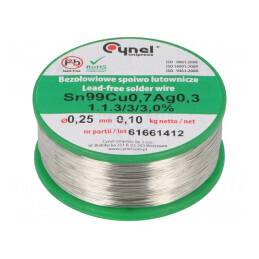 Sârmă de lipit fără plumb 0,25mm 100g | Electronic-mag.ro | Componente Electronice