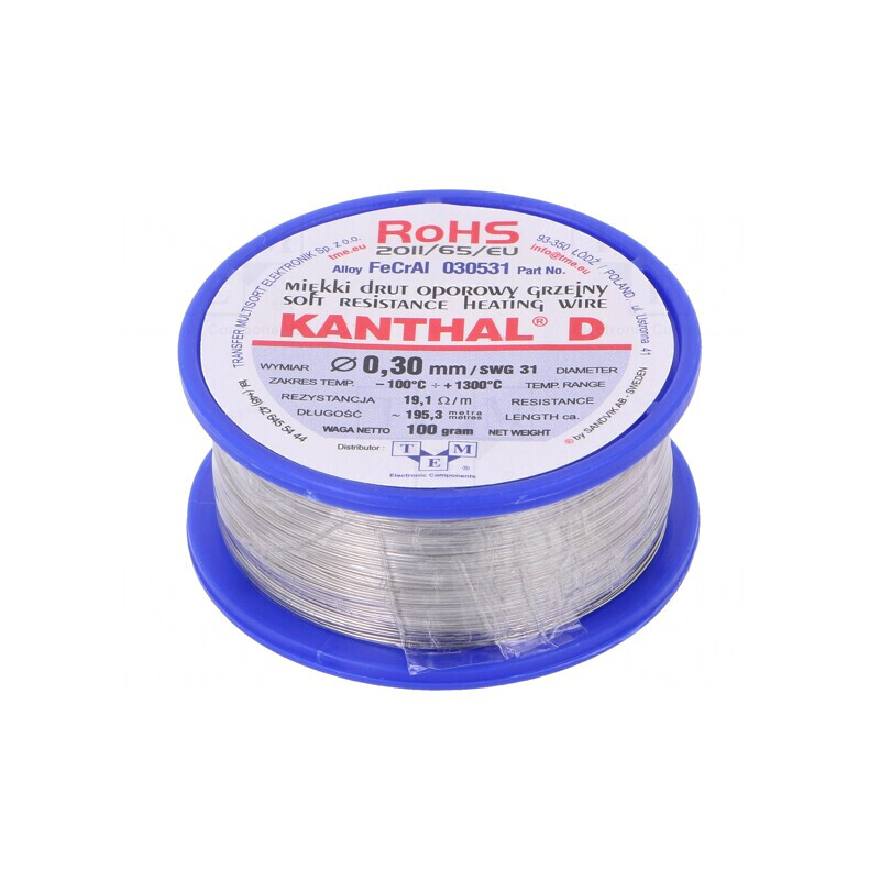 Fir de rezistență 0,3mm 19,1Ω/m 0,1kg | Electronic-mag.ro | Componente Electronice