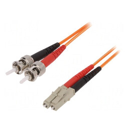 Patch Cord Fibră OM1 2m LC/UPC-ST/UPC Portocaliu | Electronic-mag.ro | Componente Electronice