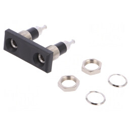 Soclu banană neagră dublă 4mm 25A | Electronic-mag.ro | Componente Electronice
