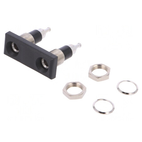 Soclu banană neagră dublă 4mm 25A | Electronic-mag.ro | Componente Electronice