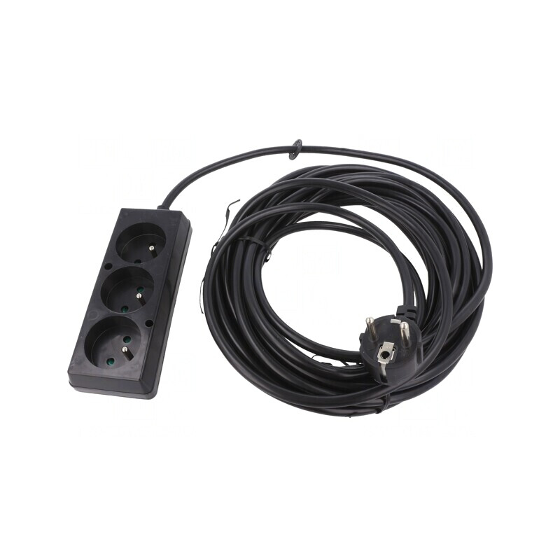 Prelungitor Alimentare 3 Prize Negru 10m 16A | Electronic-mag.ro | Componente Electronice