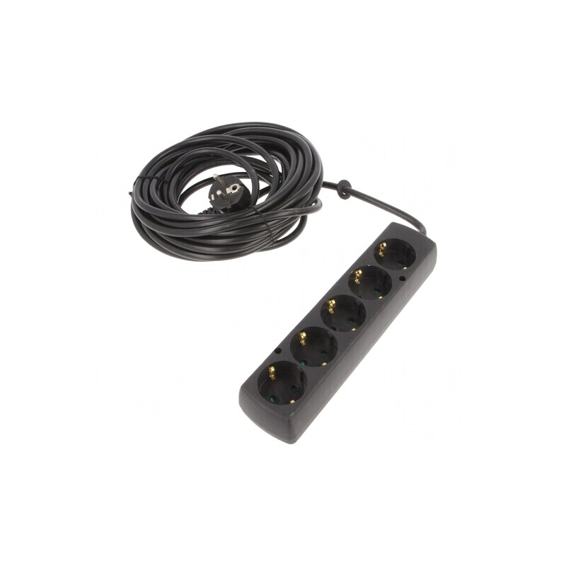 Prelungitor Schuko 5 Prize 10m Negru 16A | Electronic-mag.ro | Componente Electronice