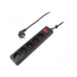Prelungitor Alimentare 5 Prize Negru 10m 16A | Electronic-mag.ro | Componente Electronice