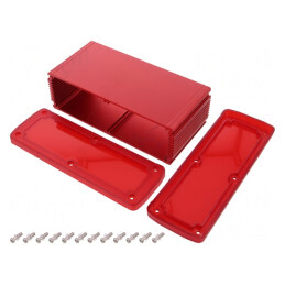 Carcasă Universală Aluminiu Roșu 177.6mm x 89mm x 61.1mm | Electronic-mag.ro | Componente Electronice