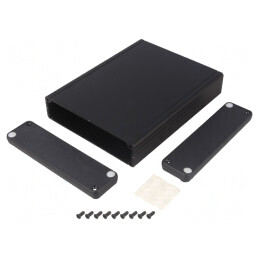 Carcasă Aluminiu Neagră cu Panou 125x160x30mm | Electronic-mag.ro | Componente Electronice