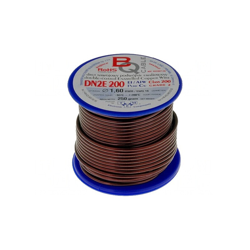 Sârmă Emailată Dublu Bobinată 1,6mm 0,25kg | Electronic-mag.ro | Componente Electronice