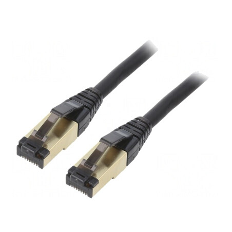 Patch cord S/FTP Cat 8 negru 15m LSZH 27AWG | Electronic-mag.ro | Componente Electronice