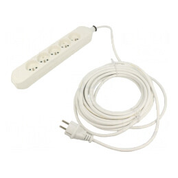 Prelungitor Alb 10m 5 Prize 16A 3x1.5mm2 | Electronic-mag.ro | Componente Electronice