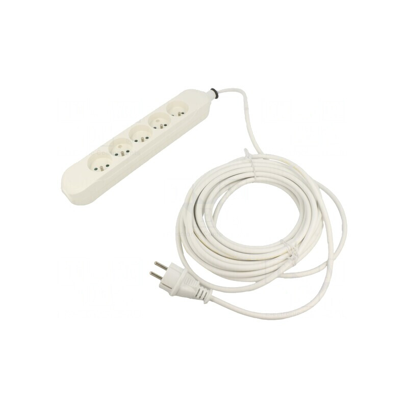Prelungitor Alb 10m 5 Prize 16A 3x1.5mm2 | Electronic-mag.ro | Componente Electronice
