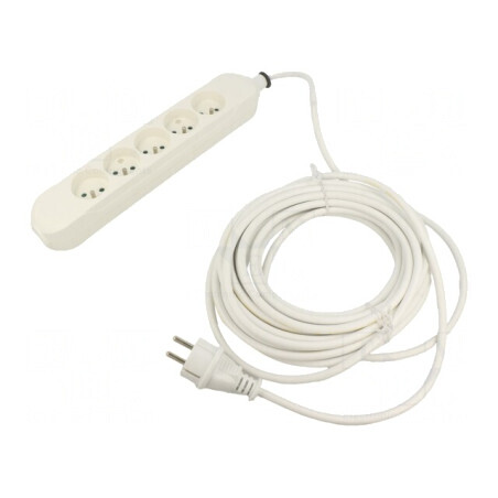 Prelungitor Alb 10m 5 Prize 16A 3x1.5mm2 | Electronic-mag.ro | Componente Electronice