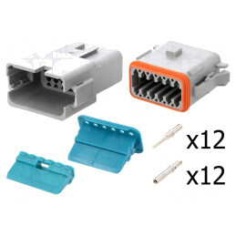 Conector: cablu-cablu | AT | tată + mamă | mufă | pe cablu | PIN: 12 | AT12PS-CKIT