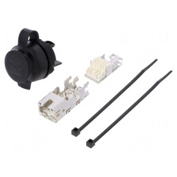Soclu RJ45 FrontCom 22mm IP65 Negru | Electronic-mag.ro | Componente Electronice