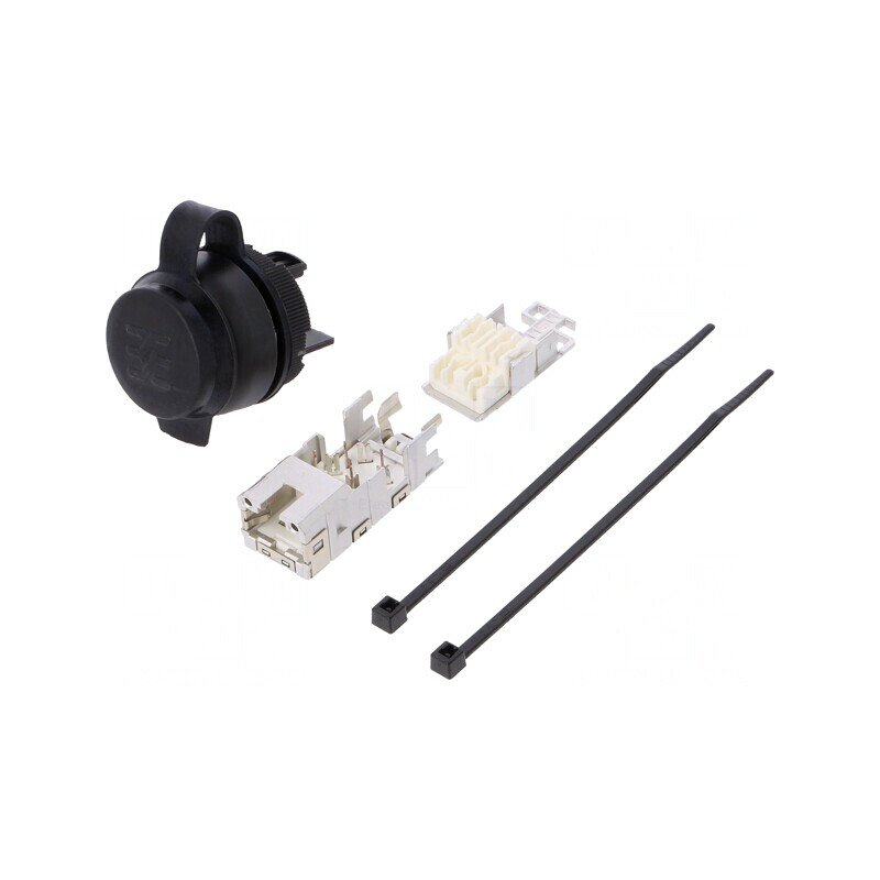 Soclu RJ45 FrontCom 22mm IP65 Negru | Electronic-mag.ro | Componente Electronice