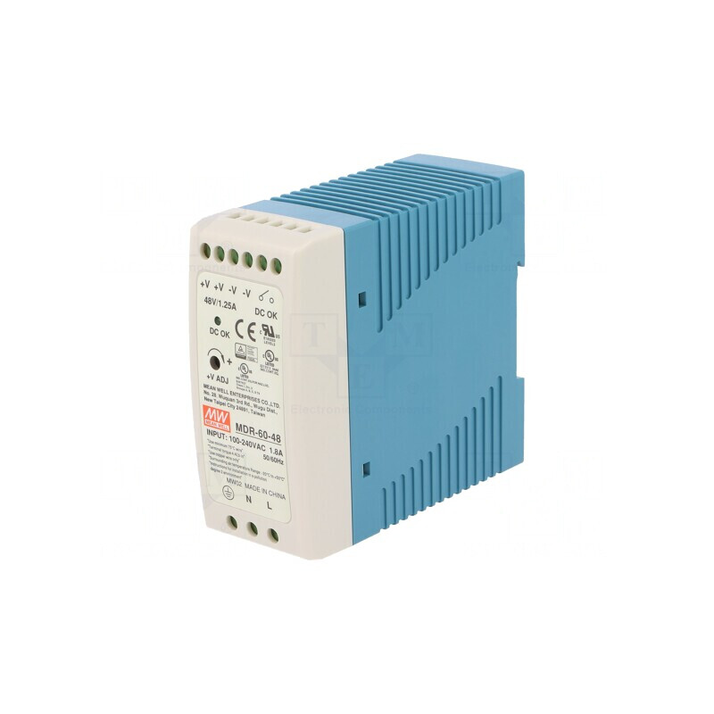 Alimentator pulsatoriu pentru șină DIN 60W 48V 1,25A | Electronic-mag.ro | Componente Electronice Alimentator pulsatoriu pentru șină DIN 60W 48V 1,25A | Electronic-mag.ro | Componente Electronice