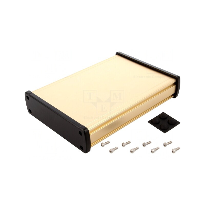 Carcasă universală aluminiu aurit 146,6mm x 209mm x 41,6mm | Electronic-mag.ro | Componente Electronice