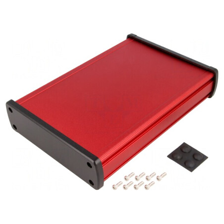 Carcasă universală aluminiu roșu 146,6x209x41,6mm | Electronic-mag.ro | Componente Electronice