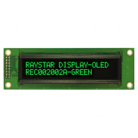 Afișaj OLED Alfanumeric 20x2 Verde 116x37x9.8mm | Electronic-mag.ro | Componente Electronice