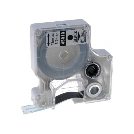 Bandă Incoloră 12mm x 7m cu Caracter Negru | Electronic-mag.ro | Componente Electronice