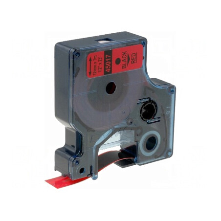 Bandă Etichetare 12mm x 7m Roșie Text Negru | Electronic-mag.ro | Componente Electronice