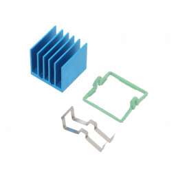 Radiator extrudat cu aripioare BGA albastră 19x19mm | Electronic-mag.ro | Componente Electronice