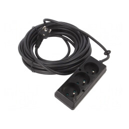 Prelungitor Alimentare 10m 16A Negru 3 Prize PVC | Electronic-mag.ro | Componente Electronice