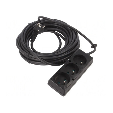 Prelungitor Alimentare 10m 16A Negru 3 Prize PVC | Electronic-mag.ro | Componente Electronice